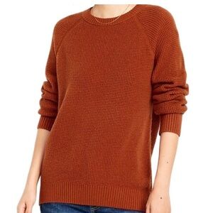 Old Navy SoSoft Waffle Knit Crew Neck Women's Burnt Orange Sweater